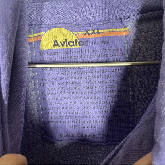 Aviator Nation Unisex Oversized Relaxed Logo Purple Hoodie Sweatshirt Size XXL - Picture 5 of 10